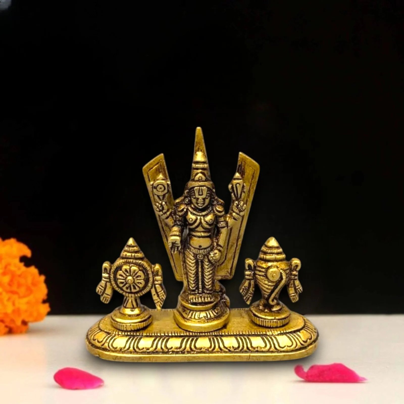 Brass Tirupati Balaji Idol | Lord Venkateshwara Vishnu Murti for Pooja