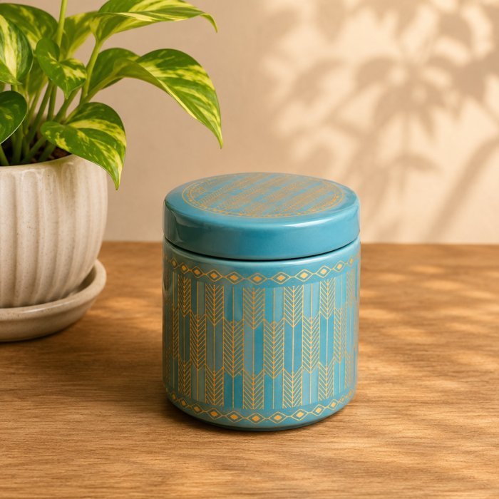 Premium Blue Tin Air Tight Container – 3Inch