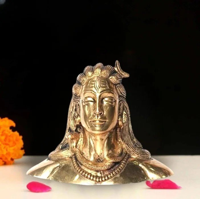 Brass Adiyogi Statue | Shiva Idol for Home Temple & Meditation Decor