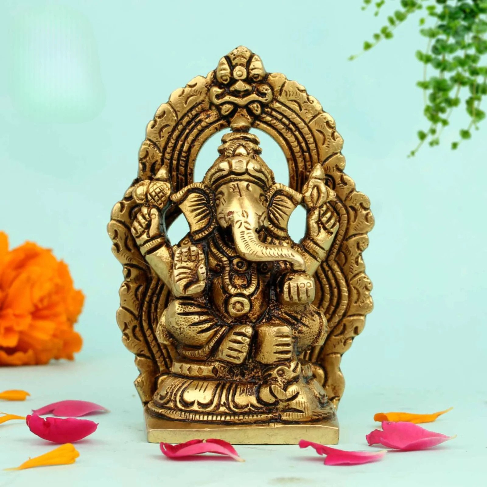 Brass Lord Ganesha Idol 4 Inch | Ganesh Murti for Pooja & Gift