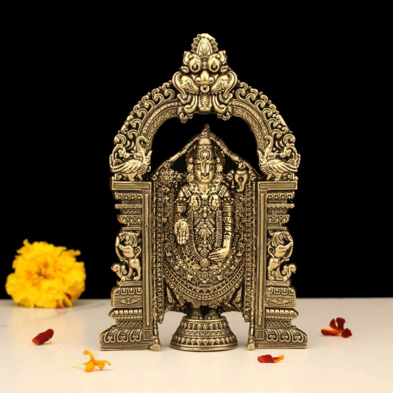 Brass Tirupati Balaji Statue | 6 Inch Venkateshwara Idol for Pooja & Decor