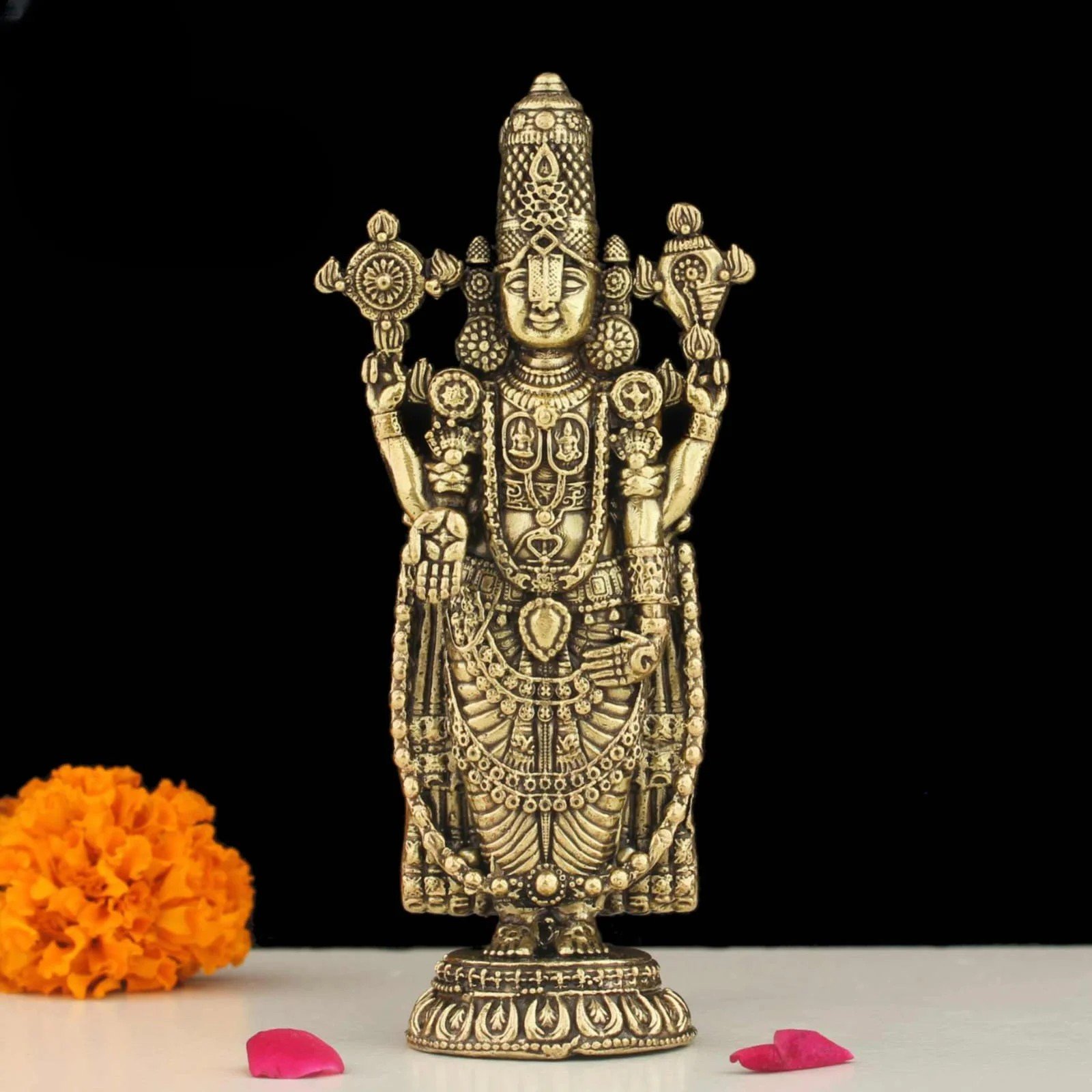 Large Brass Tirupati Balaji Statue | Venkateshwara Idol for Pooja & Decor