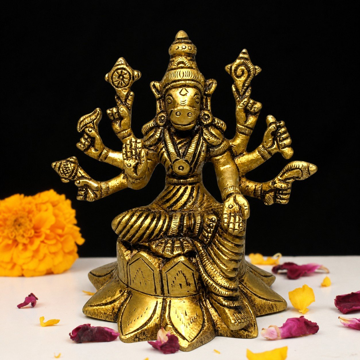 Brass Varahi Amman Statue | 4″ Varahi Amman Brass Idol Gold