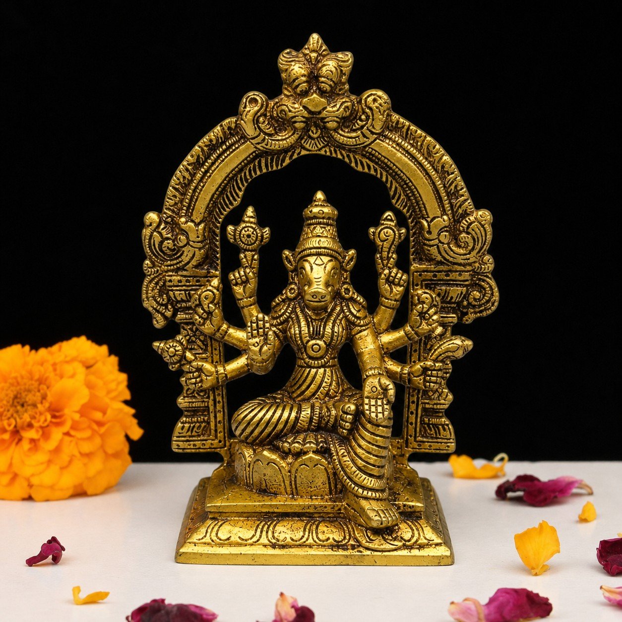 Brass Varahi Amman Statue | 6.5″ Varahi Amman Brass Idol Gold