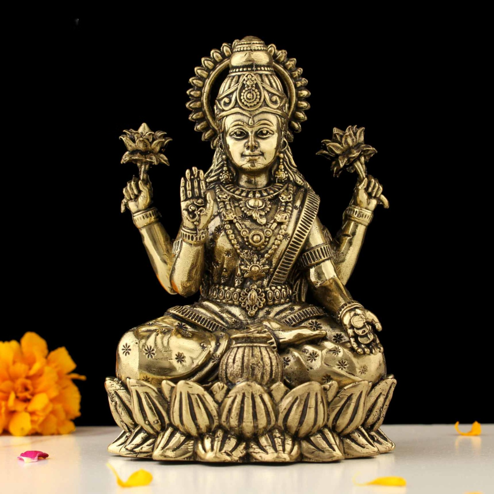 Brass Lakshmi Idol for Home Decor, Pooja & Gifting