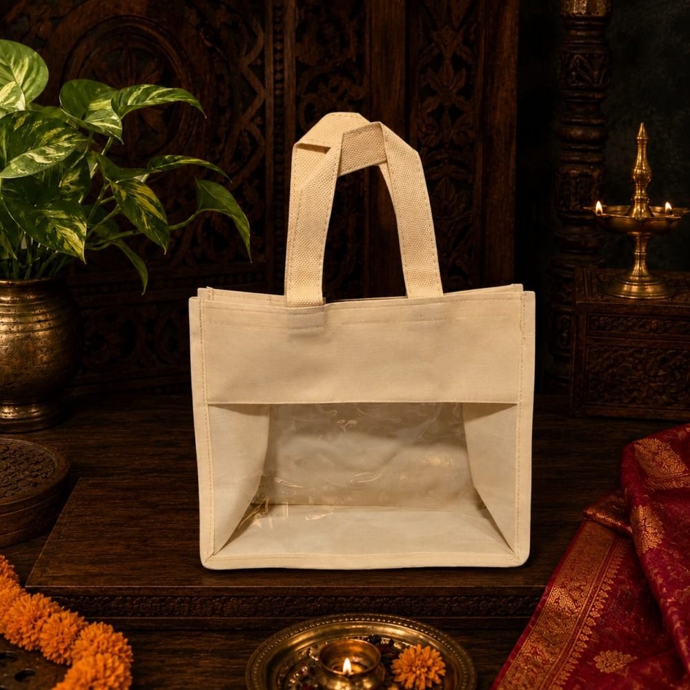Eco-Friendly Jute Bags with Transparent Front Window – Return Gift Bags