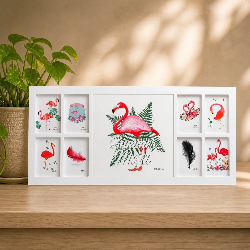 White 9-Pic Wall Hanging Photo Frame | Plastic Multi Photo Wall Décor