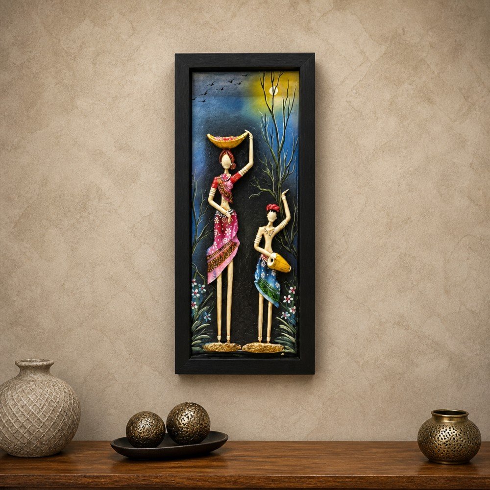 Handmade Clay Embossed Wall Art Painting | Textured Home Décor Frame