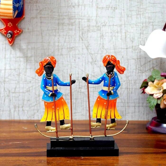 Wrought Iron Tribal Gedi Dance Showpiece for Table Decor & Gifting.