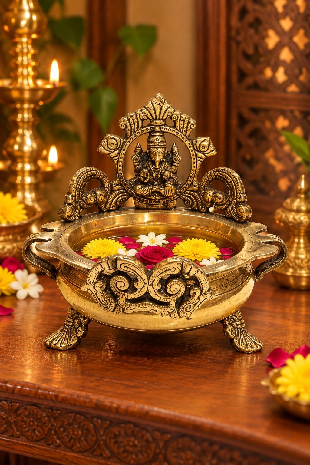Brass Lakshmi Uruli | Decorative Urli for Pooja & Home Decor