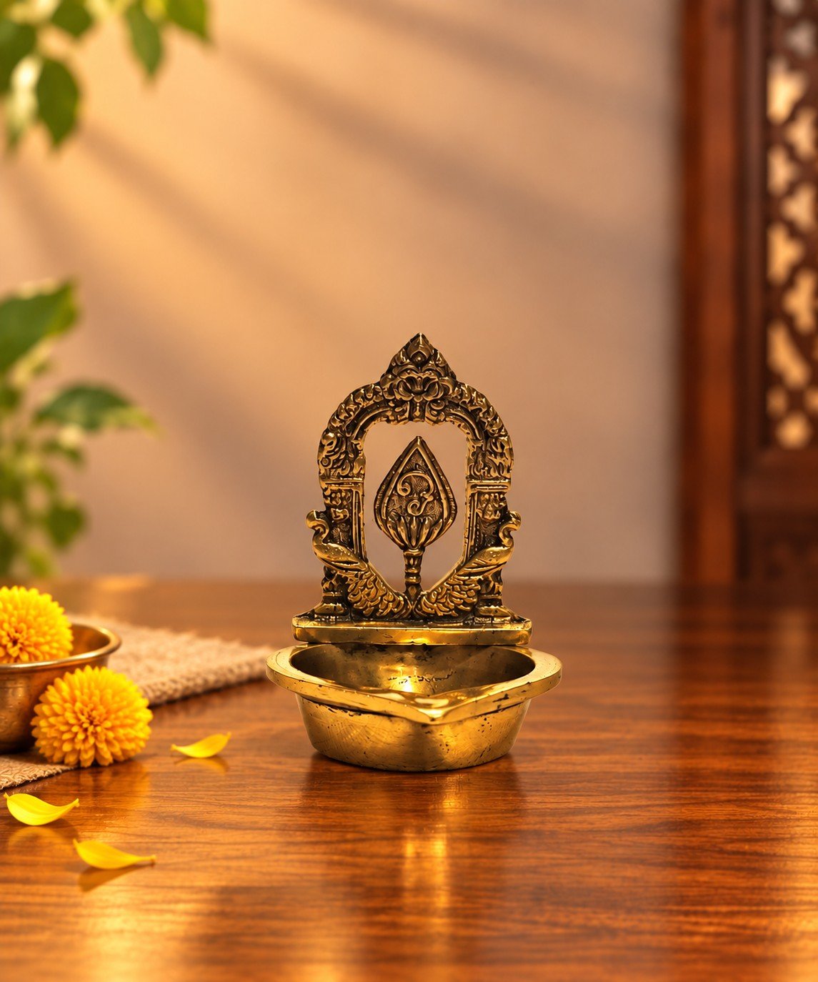 Brass Om Murugan Lamp | Pooja Diya & Home Decor Gift