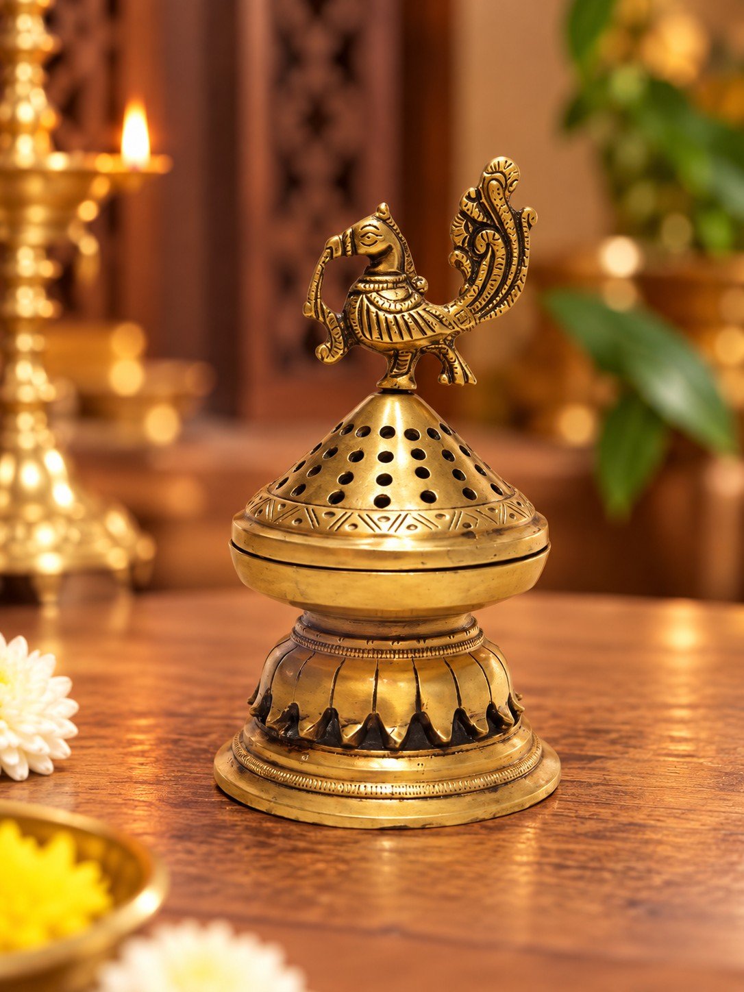 Brass Peacock Design Dhoop Dani | Incense Burner for Pooja & Home Decor