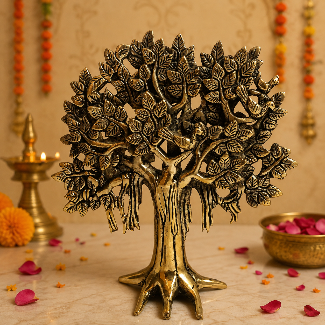 Brass Karpavriksham Tree Showpiece for Home Decor & Gifting