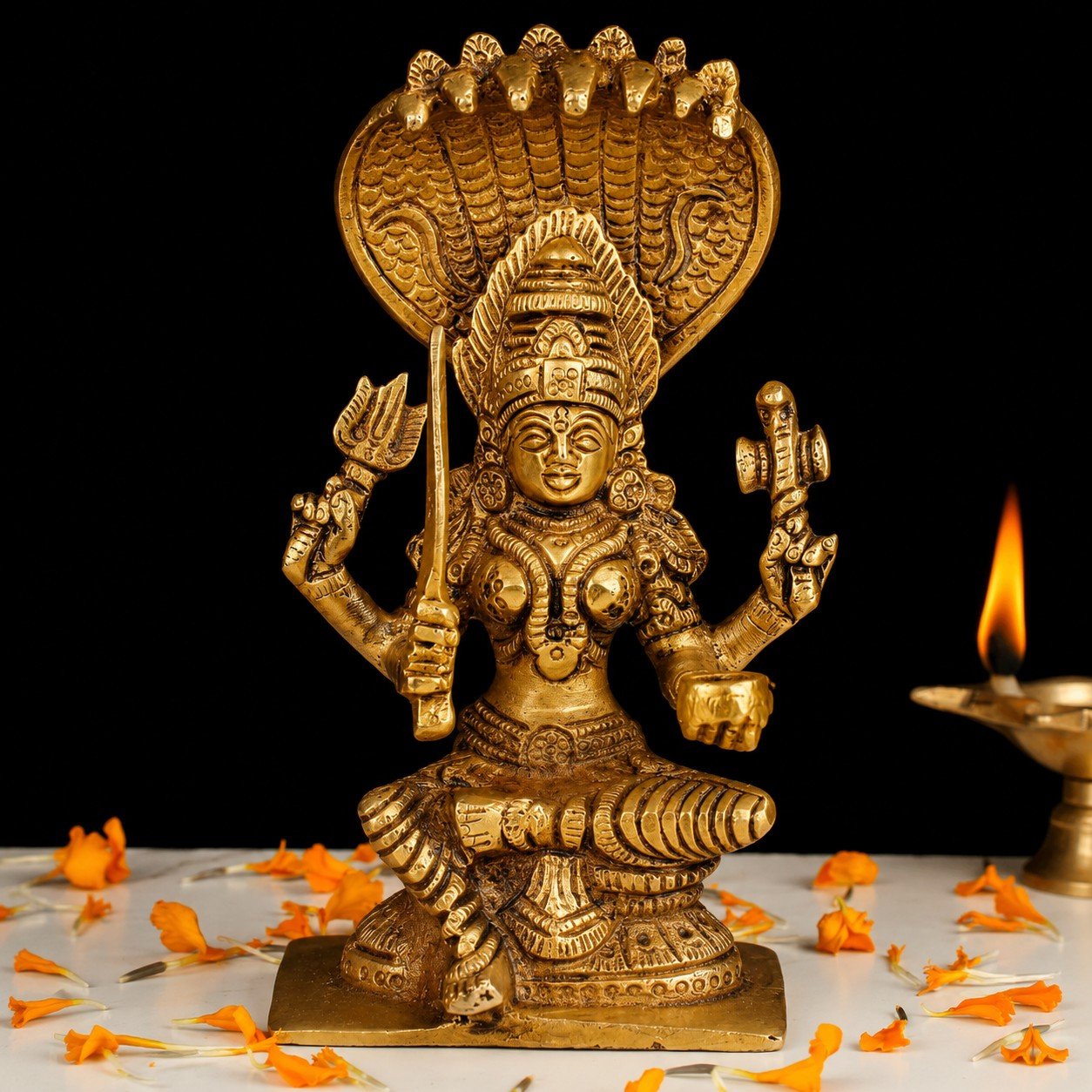 Brass Mariamman Idol | South Indian Goddess Statue for Pooja & Temple