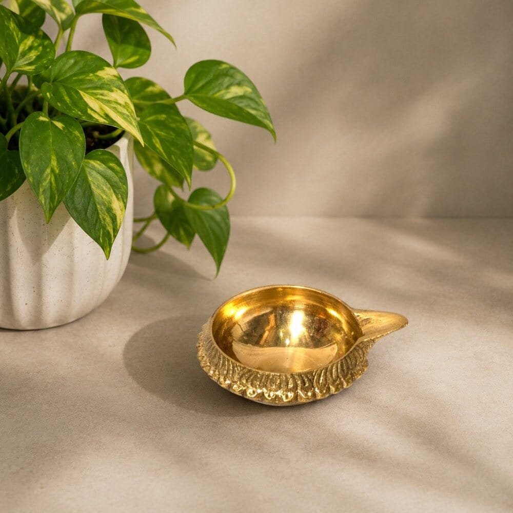 Traditional Brass Diya for Pooja, Home Temple & Festival Decoration
