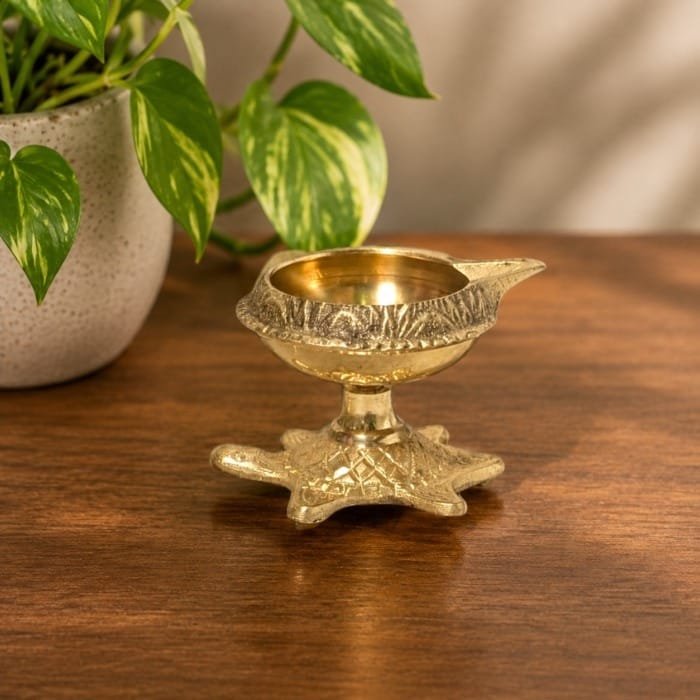 Brass Turtle Diya for Pooja, Home Decor & Vastu – Traditional Oil Lamp
