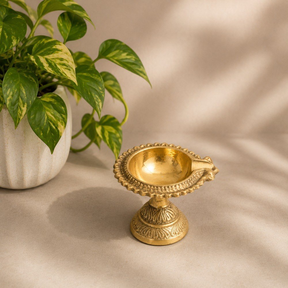 Brass Diya Stand for Pooja, Home Temple & Festival Decoration