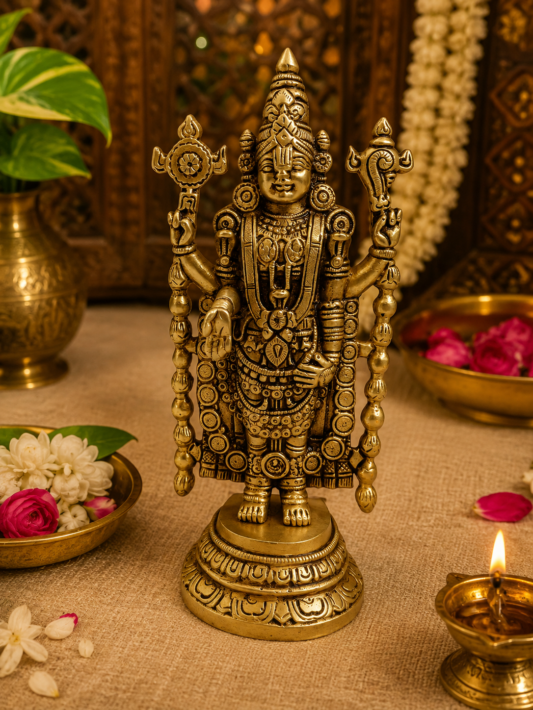 Brass Balaji Statue | Lord Venkateswara Idol for Pooja & Home Decor