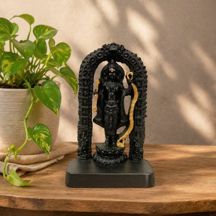 Ayodhya Ram Lalla Murti Statue Plain Black for Home & Mandir Decoration